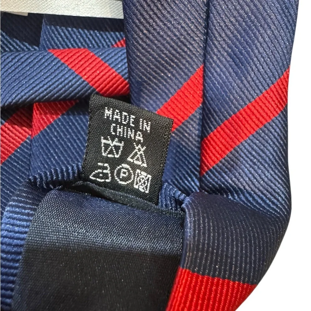 LUTHER PIKE SEATTLE Handmade Blue & Red Striped Tie